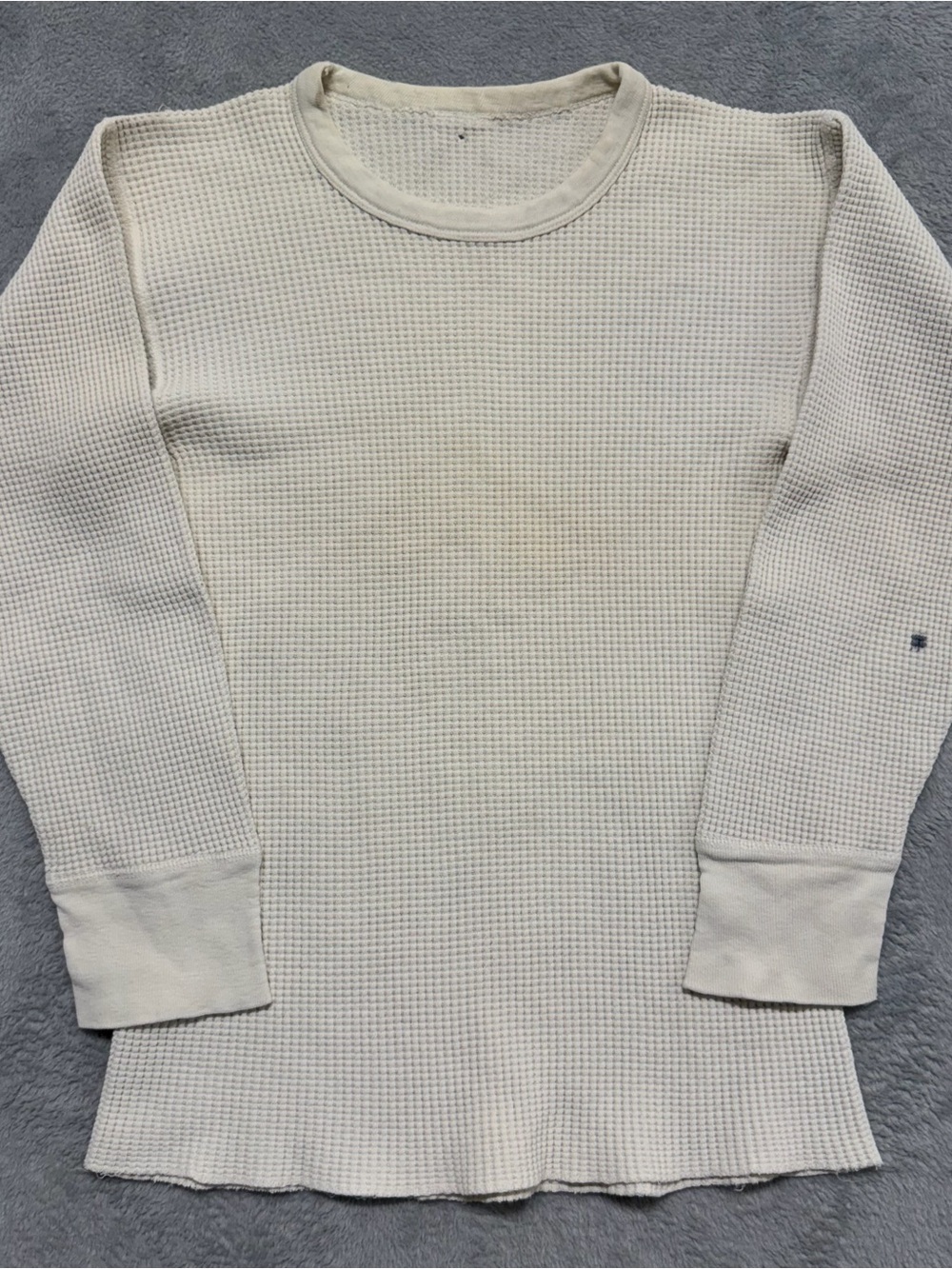 Vintage 80s Thermal Shirt Mens Small Distressed Waffle Knit Long Sleeve Grunge